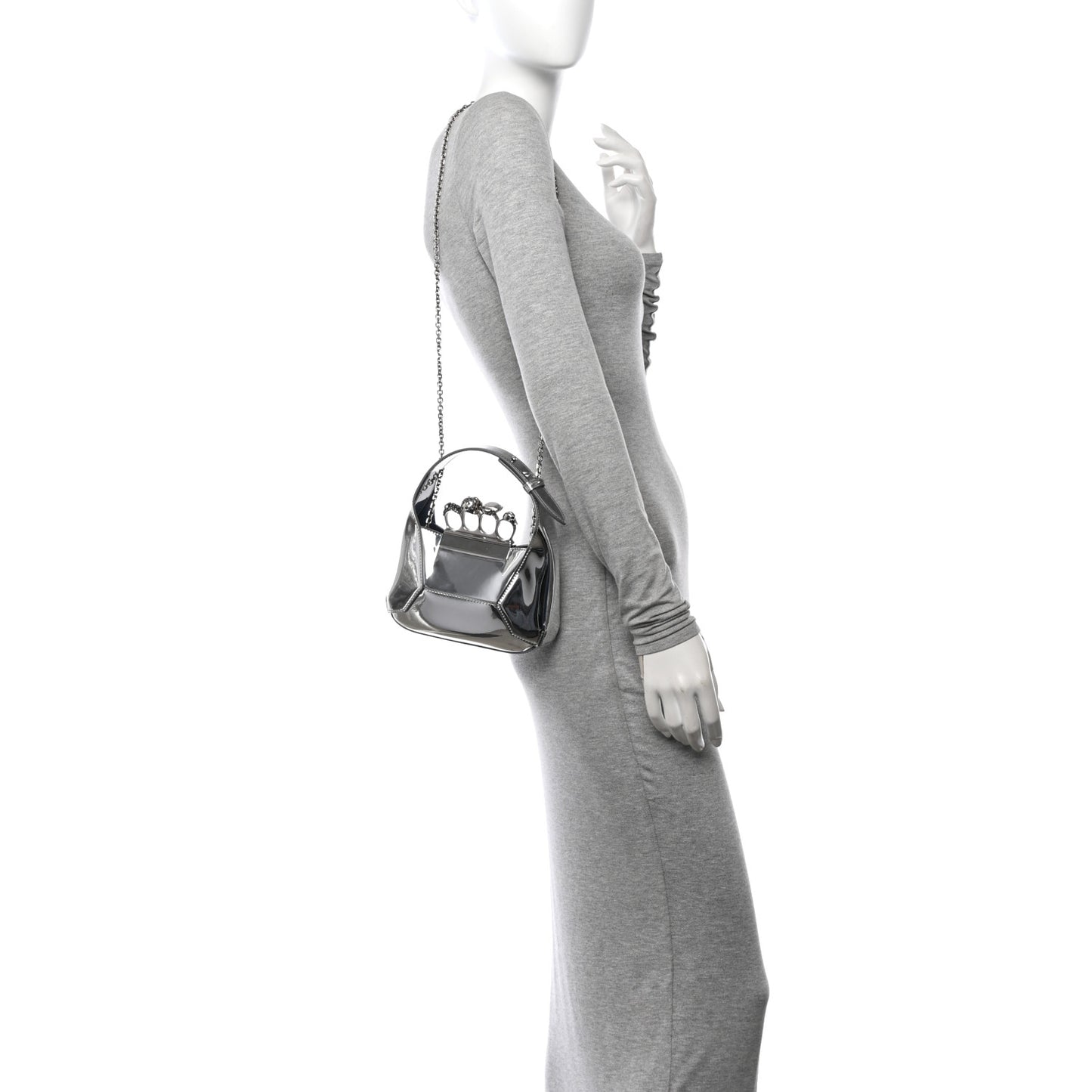 Metallic Jeweled Mini Hobo Bag Silver