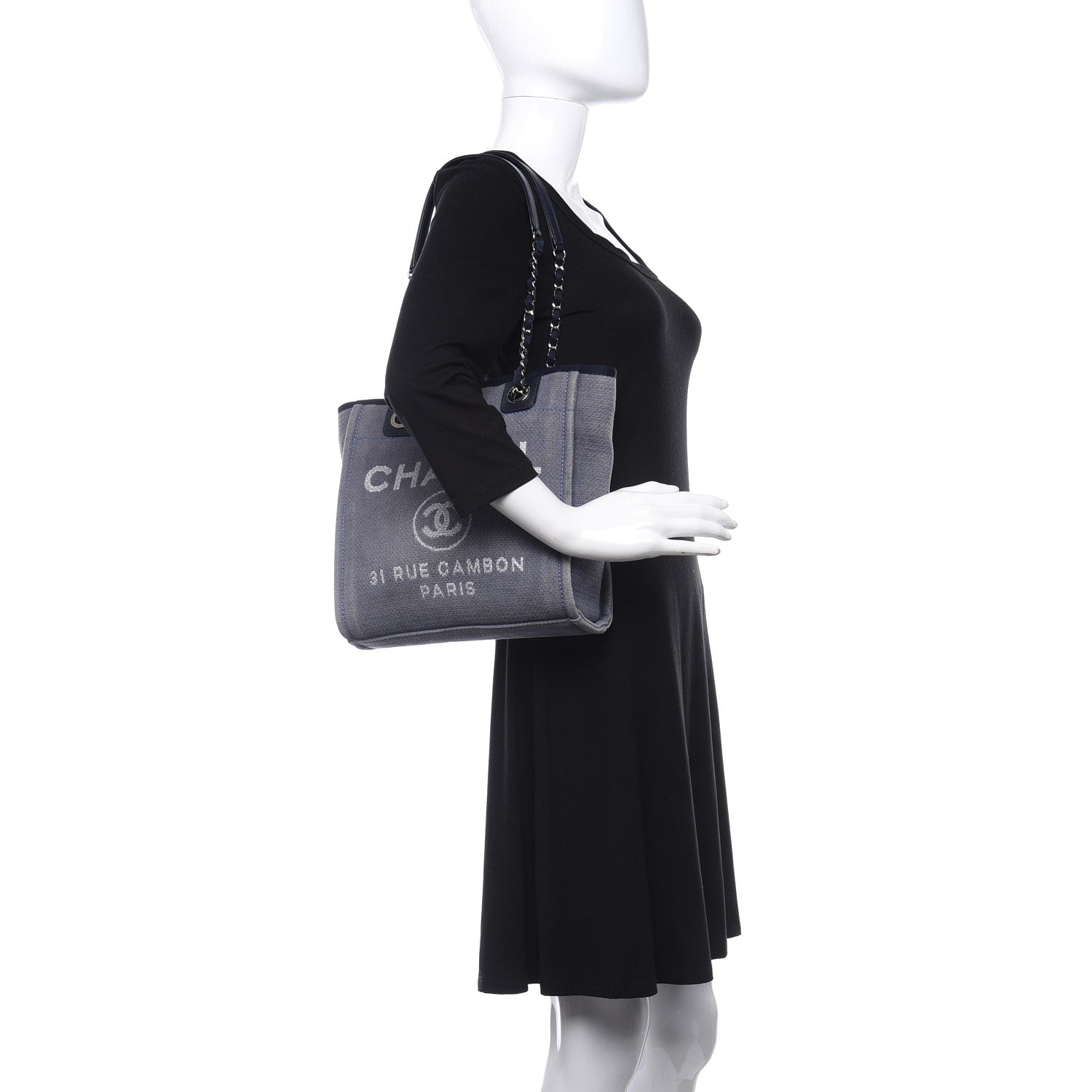 Chanel Denim Mini Deauville Tote Dark Blue 2 of 11