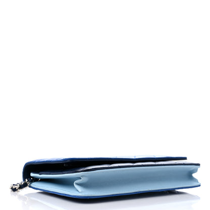 Chanel Lambskin Quilted Tri-Color Wallet On Chain WOC Dark Blue 4 of 11