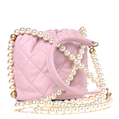 Chanel Calfskin Quilted Pearl Mini About Pearls Drawstring Bucket Light Pink 2 of 4