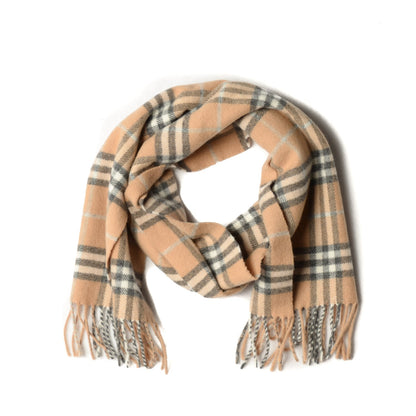Burberry Merino Wool Cashmere Check Scarf Camel 1 of 4