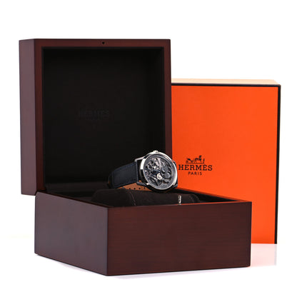 Hermes Platinum Titanium Alligator 39.5mm Slim d'Hermes Squelette Lune Automatic Watch Graphite 5 of 5