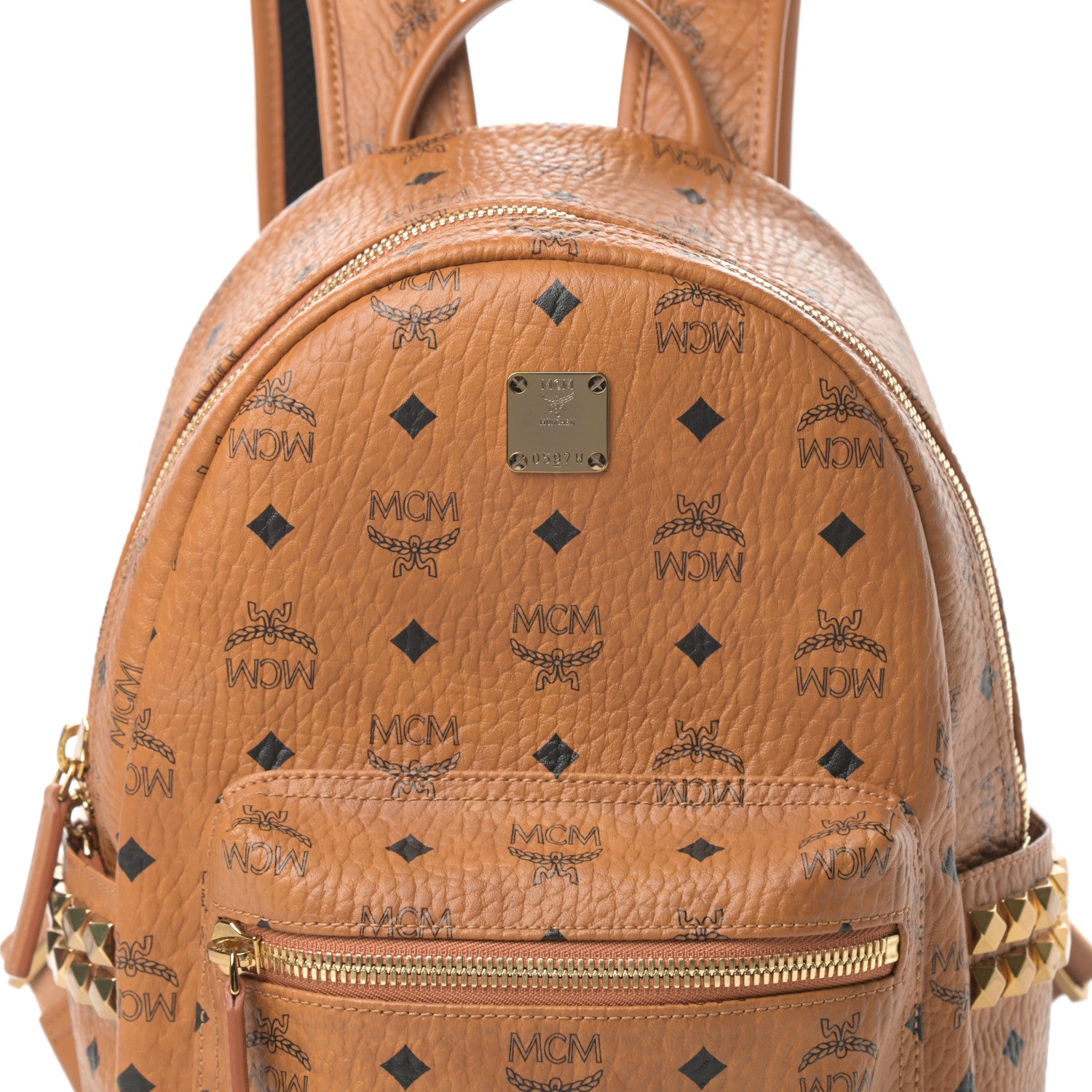 MCM Visetos Small Side Stud Stark Backpack Cognac 8 of 10