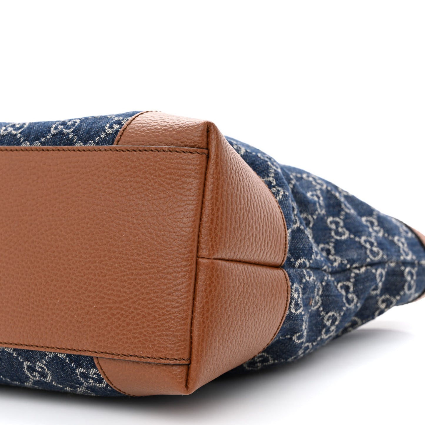New Denim GG Monogram Medium Ophidia Shopping Tote Blue Tea Cuir