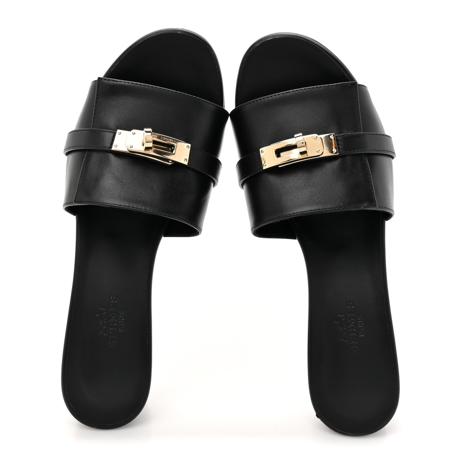 Hermes Calfskin Gigi 50 Sandals 37.5 Black 2 of 11