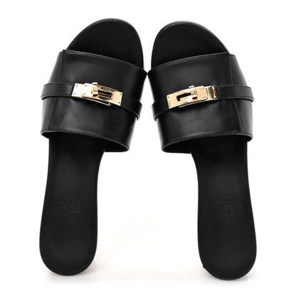 Hermes Calfskin Gigi 50 Sandals 37.5 Black 2 of 11