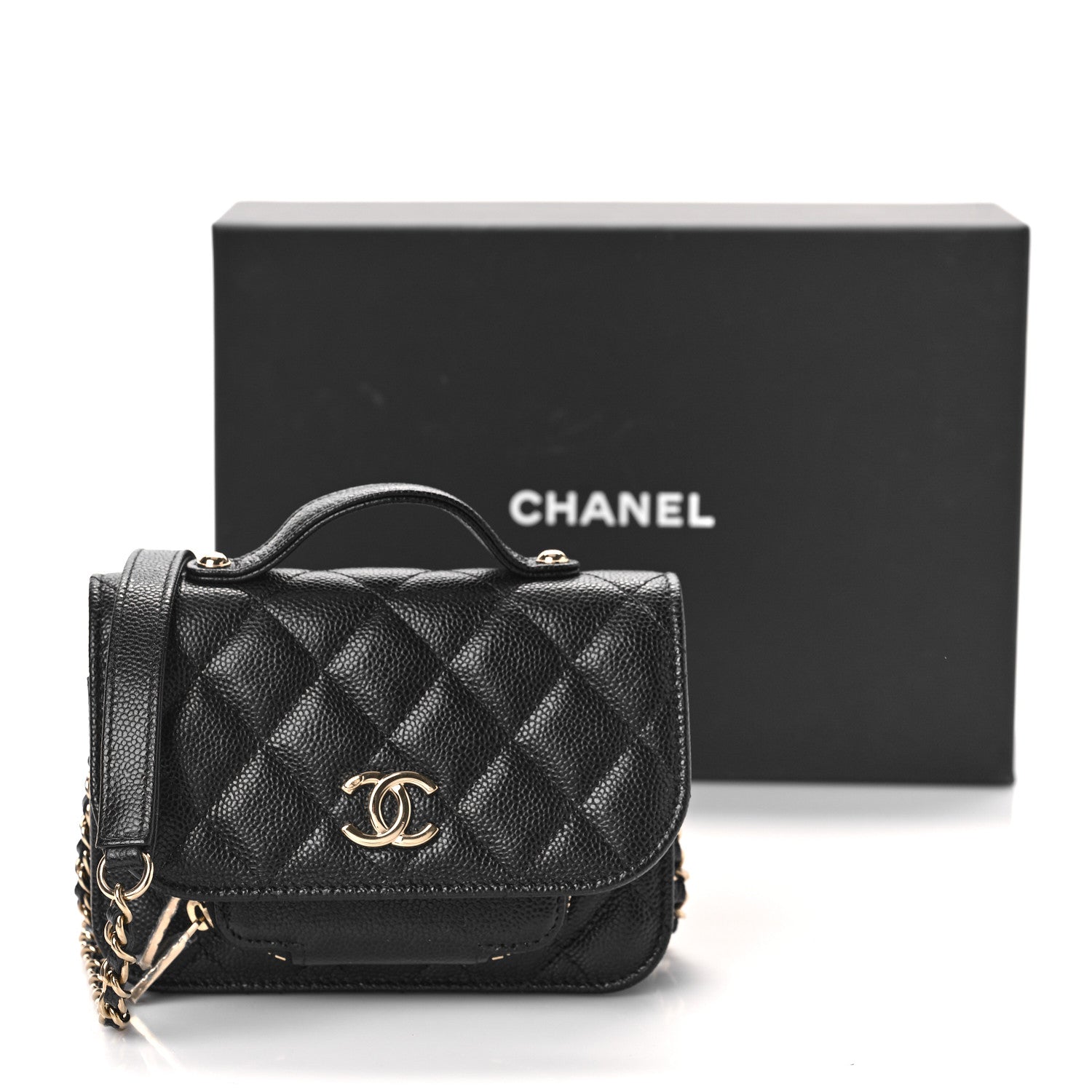 Chanel Caviar Quilted Business Affinity Clutch With Chain Black 11 of 11