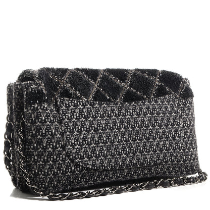 Chanel Sequin Tweed Icons Large Accordion 3 Flap Black 3 of 8
