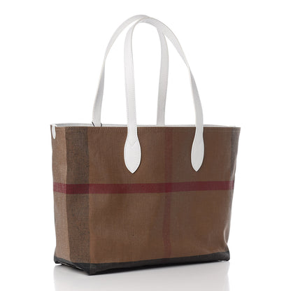 Burberry Coated Canvas Mega Check Medium Doodle Tote White 3 of 14