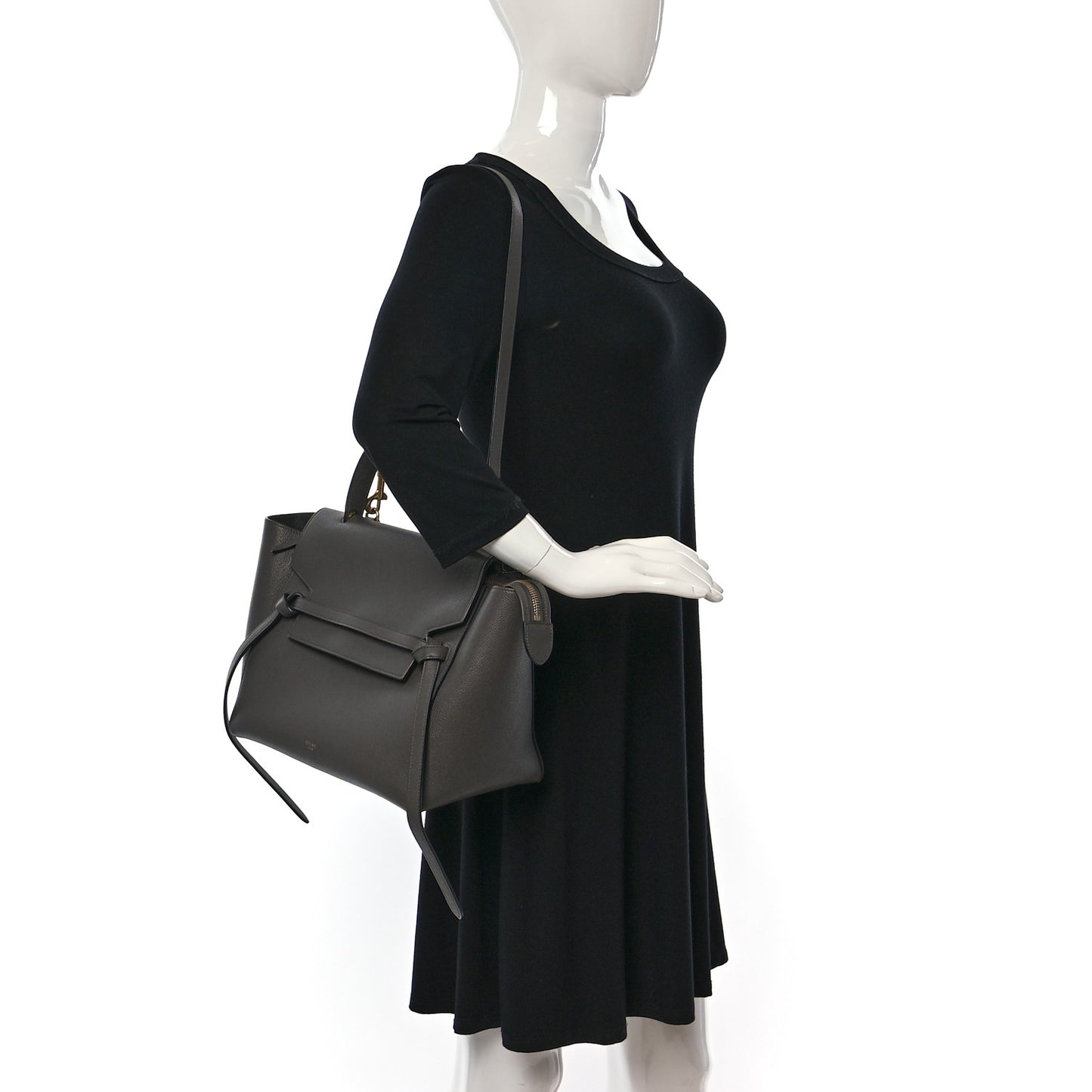 Grained Calfskin Small Belt Bag Grey