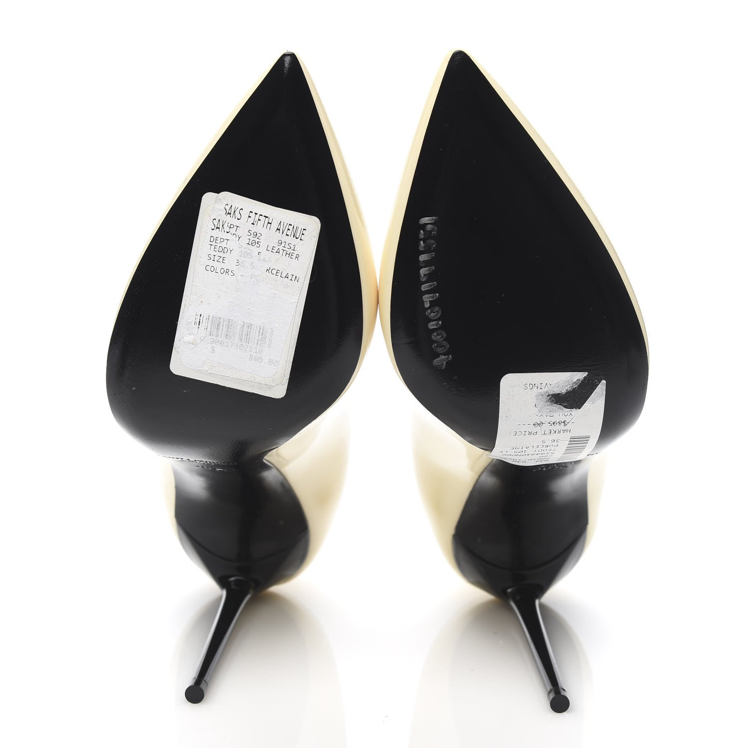 Saint Laurent Patent Calfskin Teddy High Vamp 105 Pumps 36.5 Porcellana 5 of 9