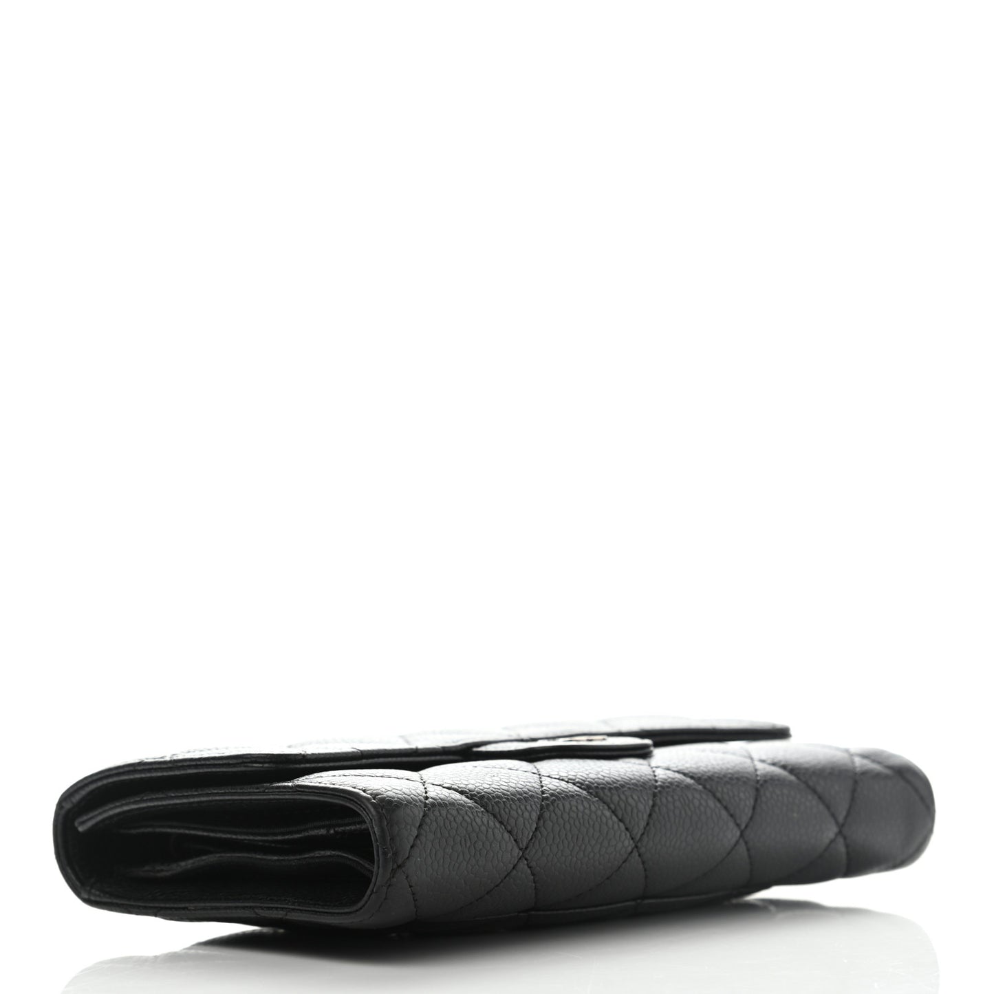 Caviar Quilted Long Flap Wallet Black