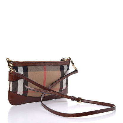 Burberry House Check Bridle Calfskin Peyton Crossbody Tan 3 of 7