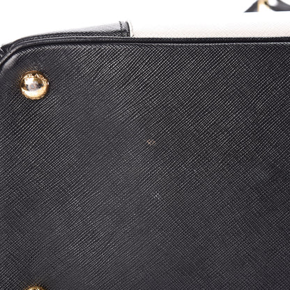 Prada Saffiano Lux Colorblock Medium Galleria Double Zip Tote Black Talco 12 of 18