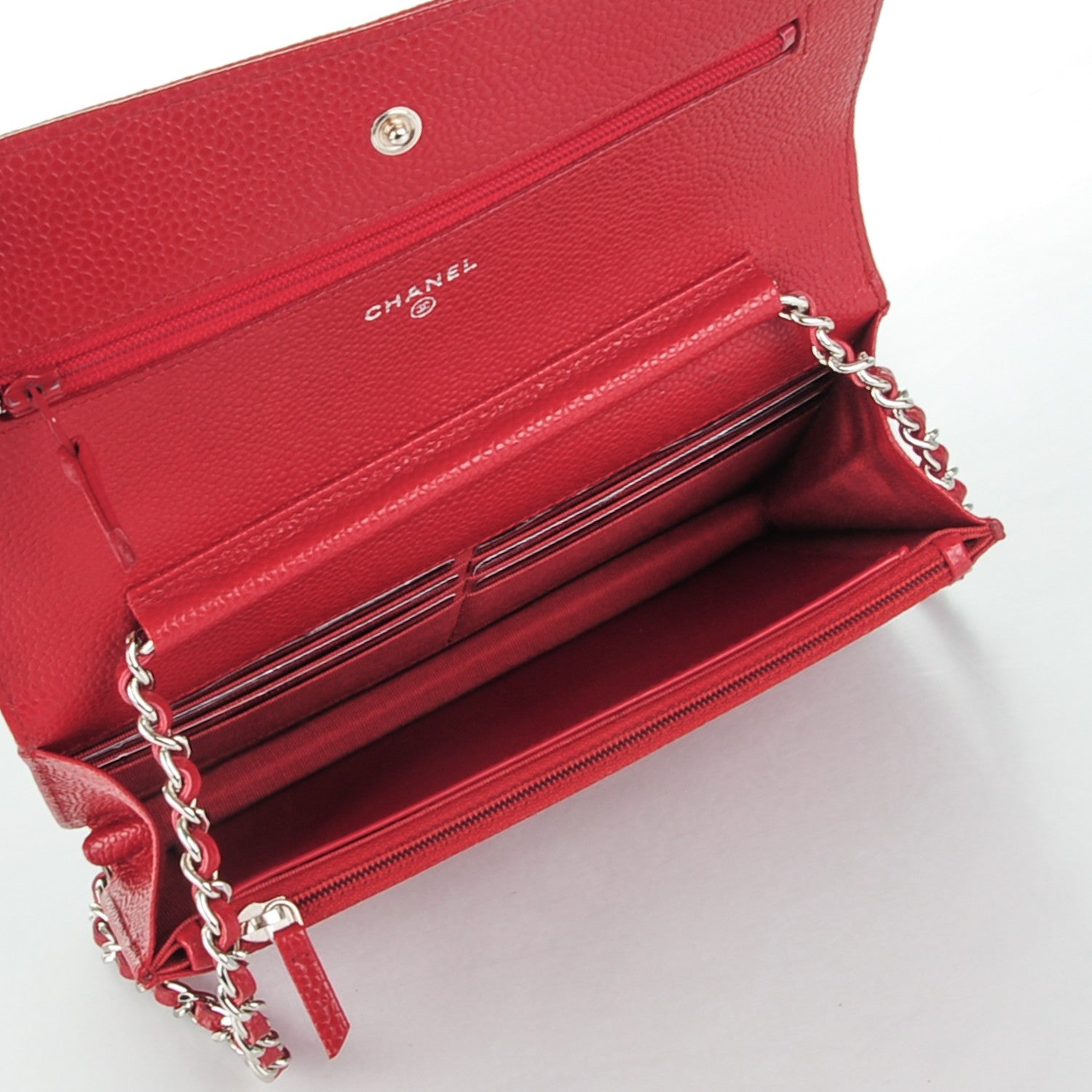 Chanel Caviar Quilted Wallet On Chain WOC Red 5 of 8