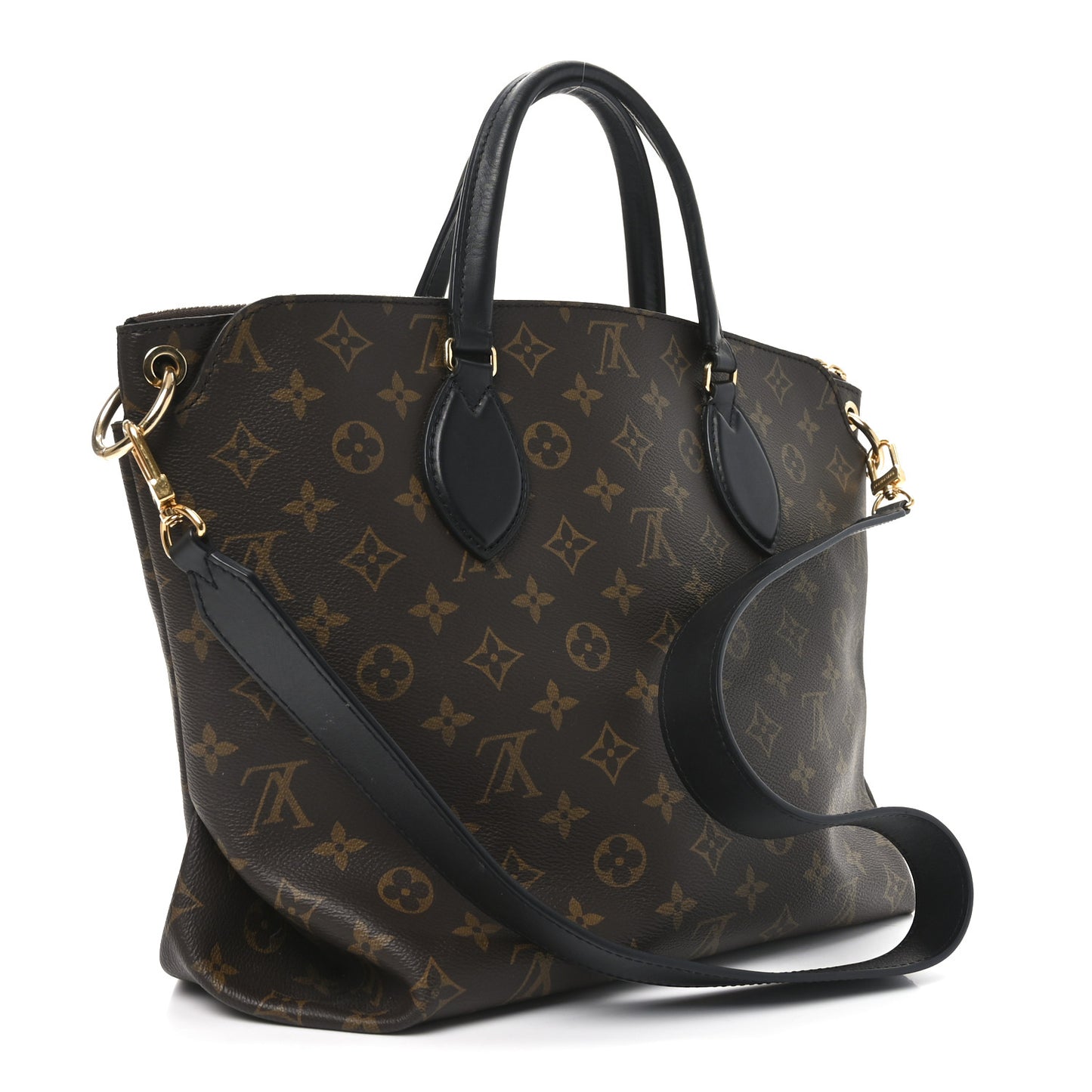 Monogram Flower Zipped Tote MM Black