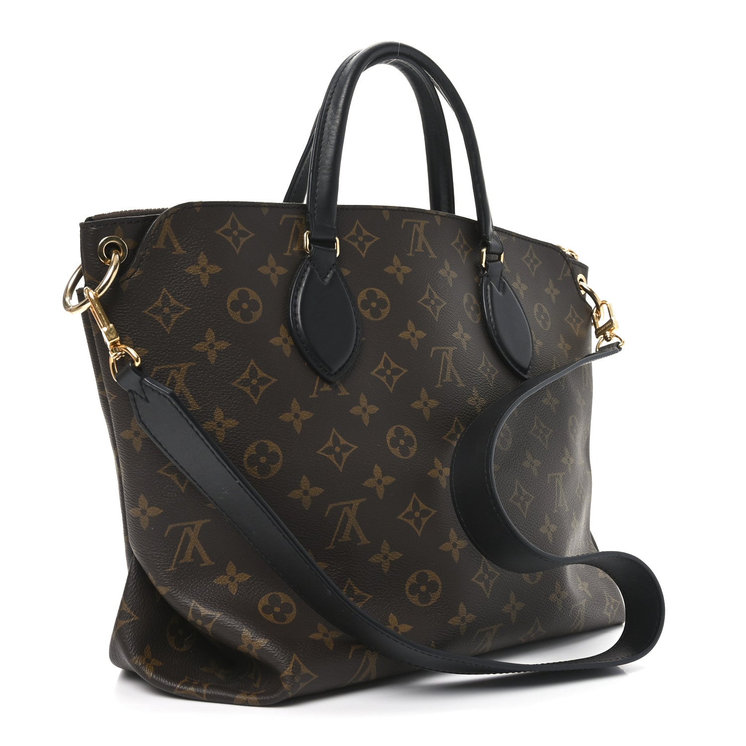 Louis Vuitton Monogram Flower Zipped Tote MM Black 3 of 9