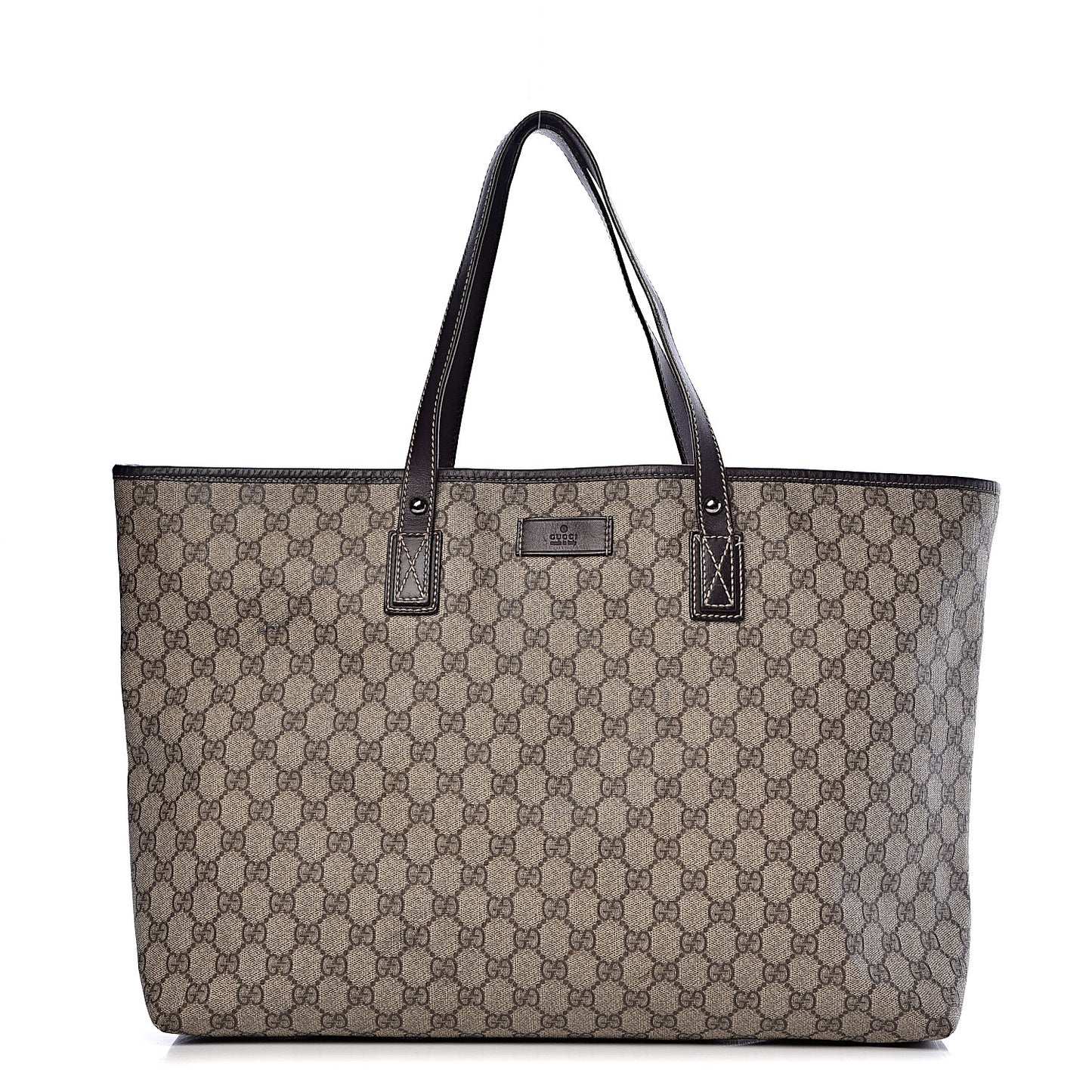 GG Supreme Monogram Large Zippered Shopping Tote Brown