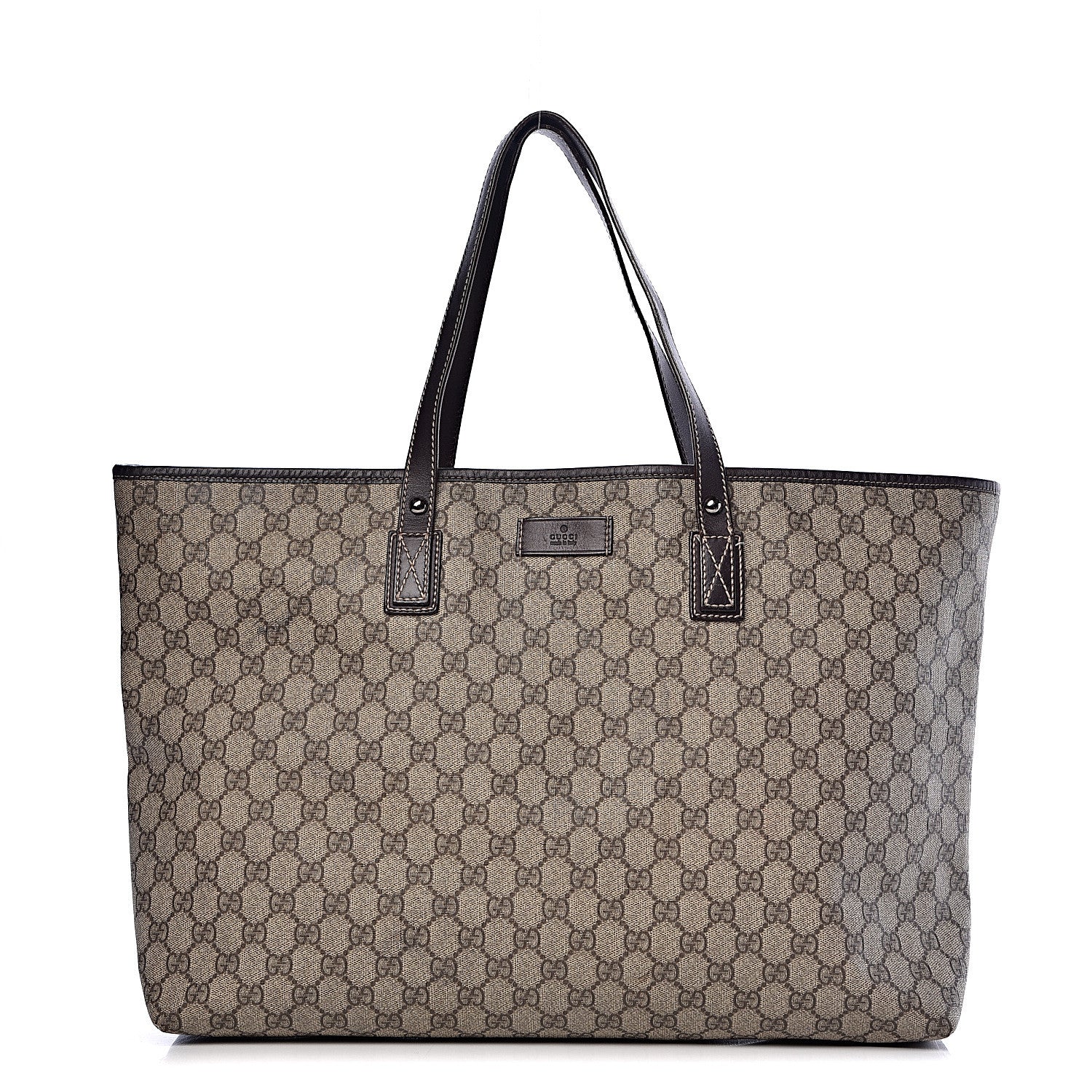 Gucci GG Supreme Monogram Large Zippered Shopping Tote Brown 1 of 13