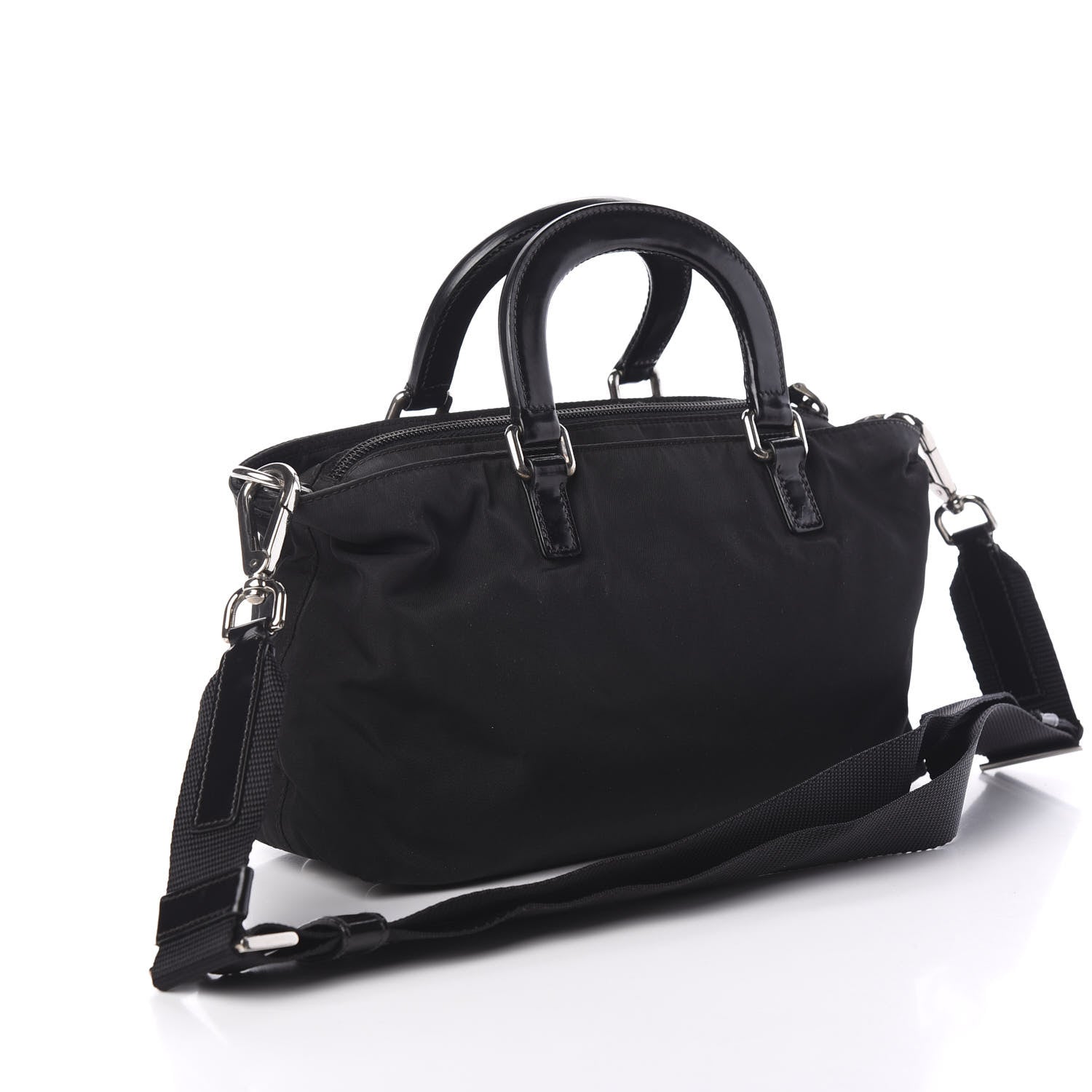 Prada Tessuto Nylon Spazzolato Logo Tote Black 2 of 11
