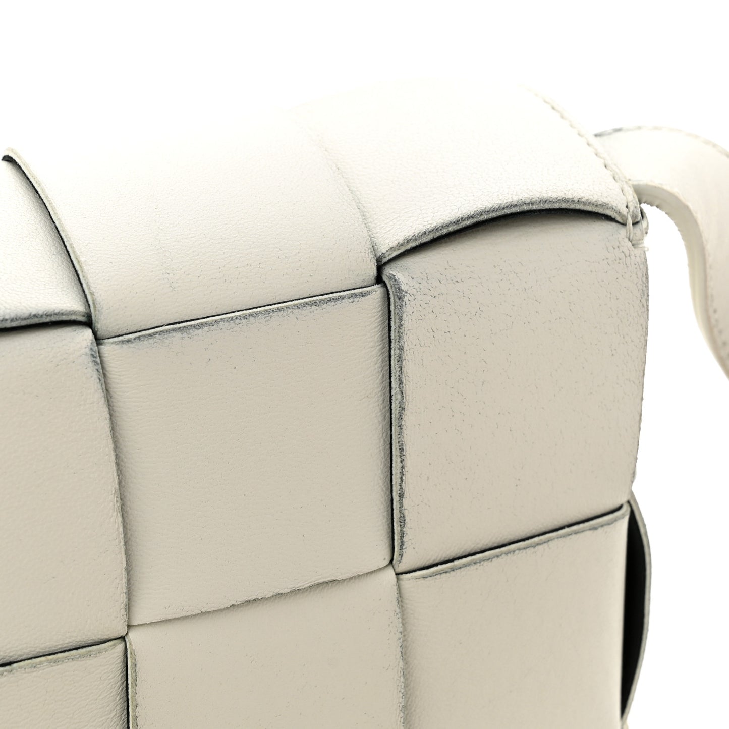 Lambskin Maxi Intrecciato Cassette Crossbody Bag White