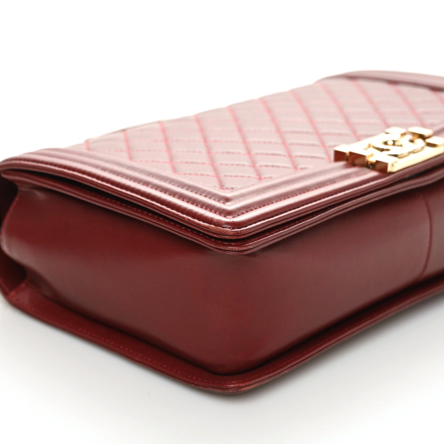 Lambskin Quilted New Medium Boy Flap Dark Red