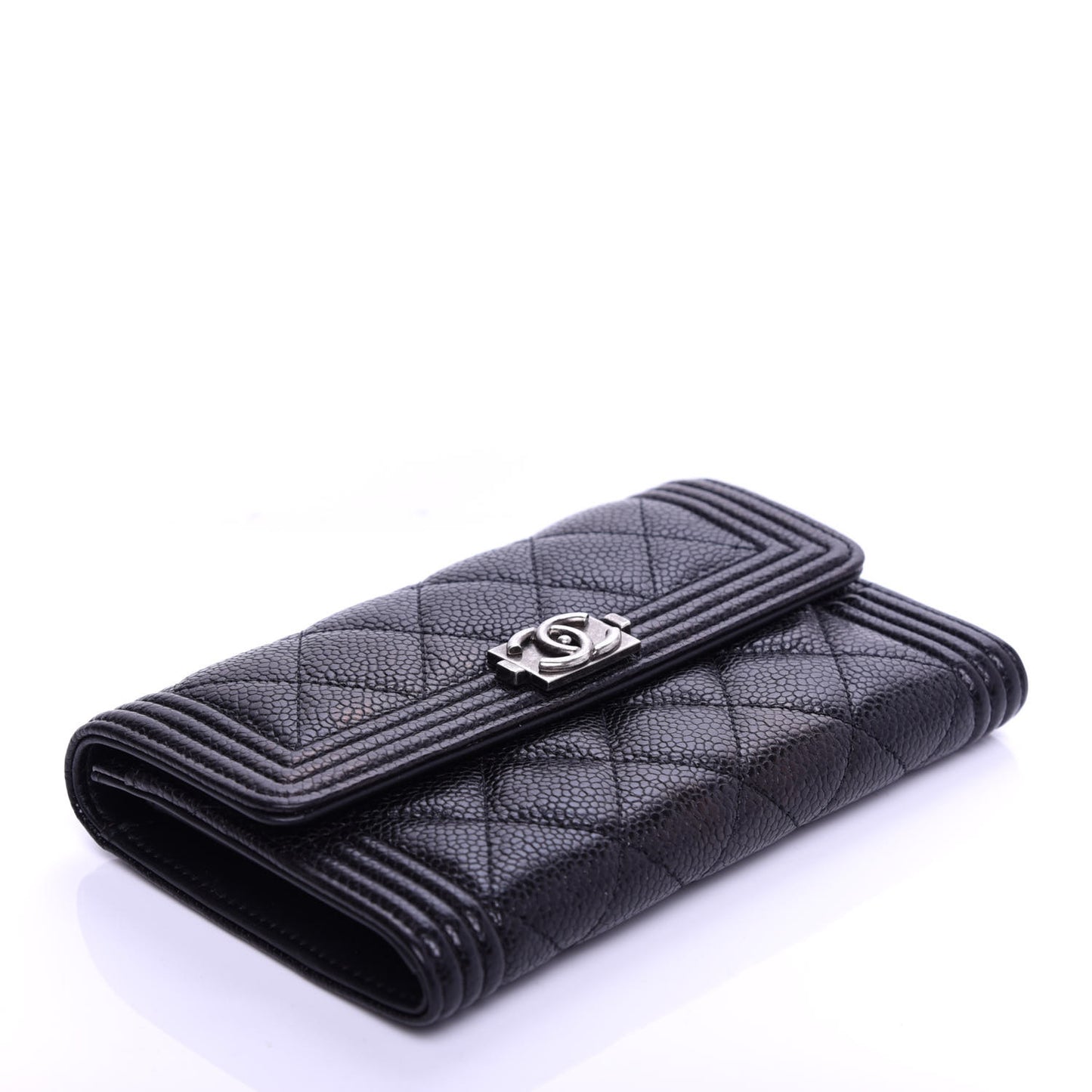 Caviar Quilted Medium Boy Flap Wallet Black