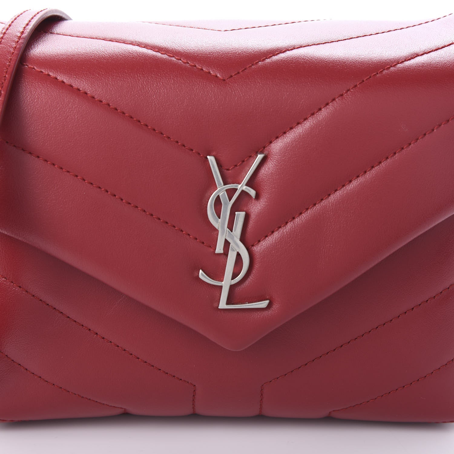 Saint Laurent Calfskin Y Quilted Monogram Toy Loulou Crossbody Bag Lipstick Red 6 of 9