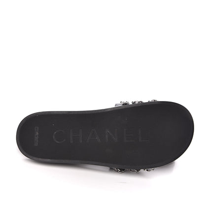 Chanel Fantasy Lambskin Chain Flat Sandals 41 Blue 9 of 10