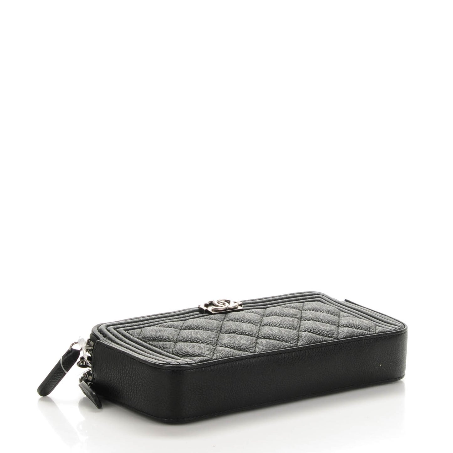 Caviar Quilted Small Boy Clutch With Chain Black