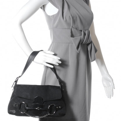 Gucci Monogram Horsebit Flap Bag Black 2 of 7