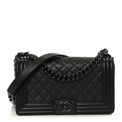Chanel Calfskin Quilted Medium Boy Flap So Black 1 of 11