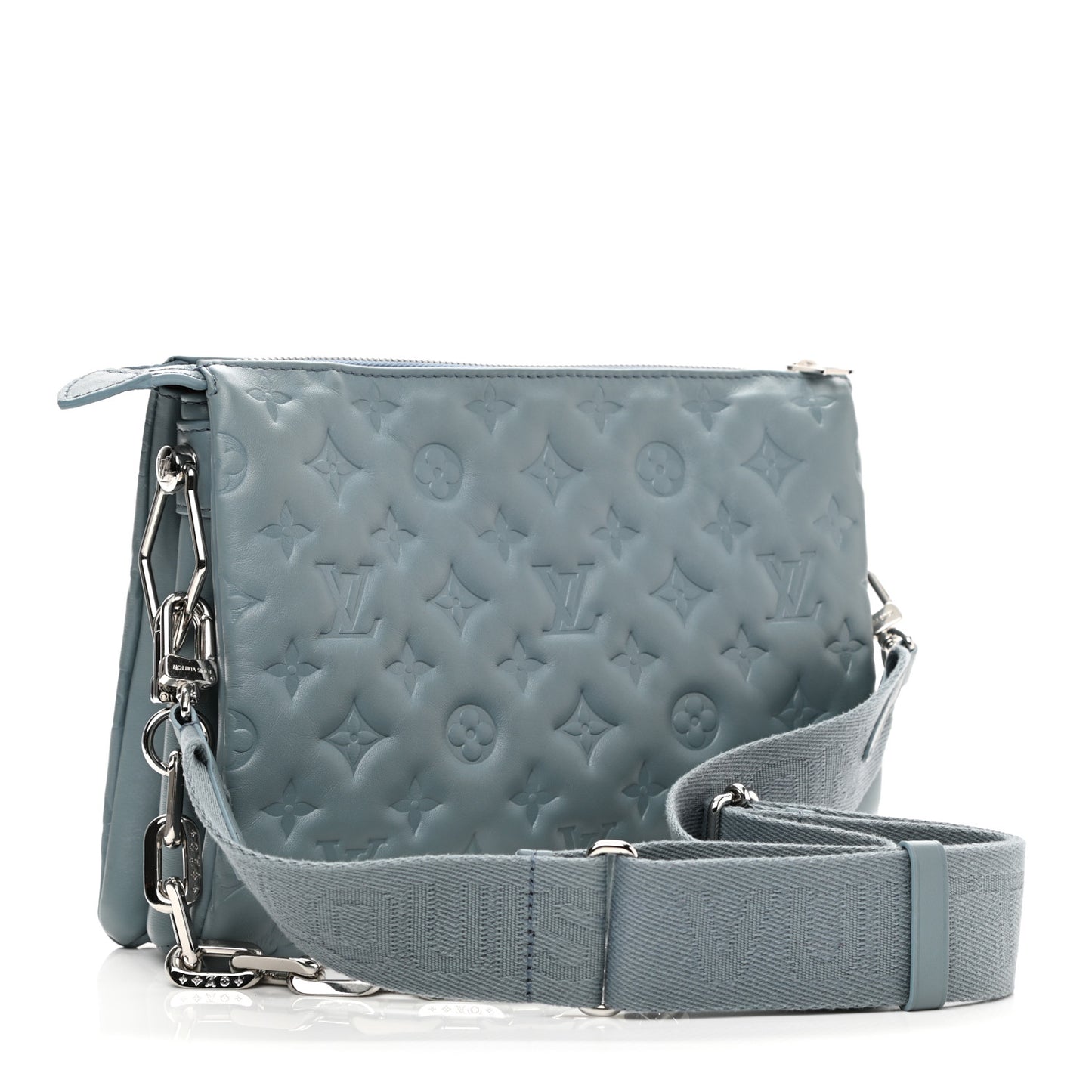 Lambskin Embossed Monogram Coussin PM Blue Glacier