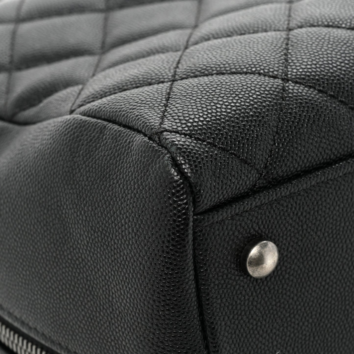 Caviar Lizard Quilted Coco Handle Bowler Black
