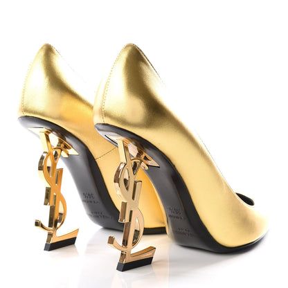 Saint Laurent Calfskin Opyum 100 Pumps 36.5 Gold 4 of 10