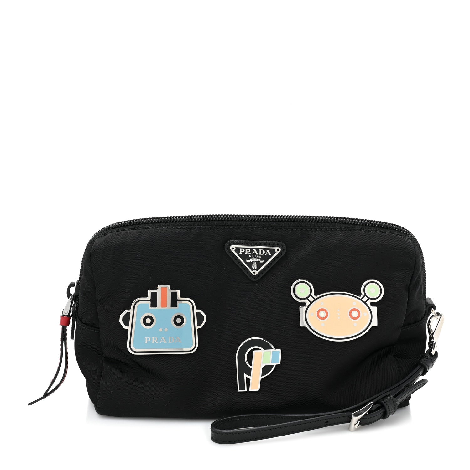 Prada Tessuto Nylon Saffiano Smalto Wristlet Black 1 of 8