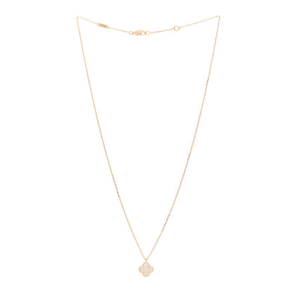 Van Cleef & Arpels 18K Yellow Gold Mother of Pearl Sweet Alhambra Pendant Necklace 3 of 6