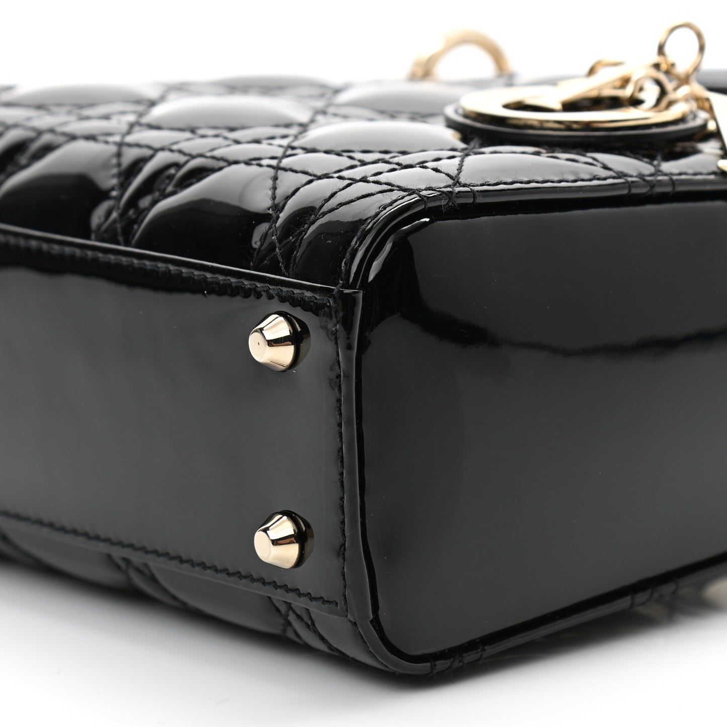 Patent Cannage Mini Lady Dior Black