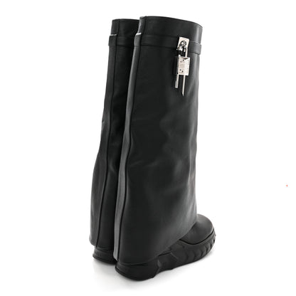 Givenchy Grained Calfskin Shark Lock Biker Knee Boots 40 Black 4 of 8
