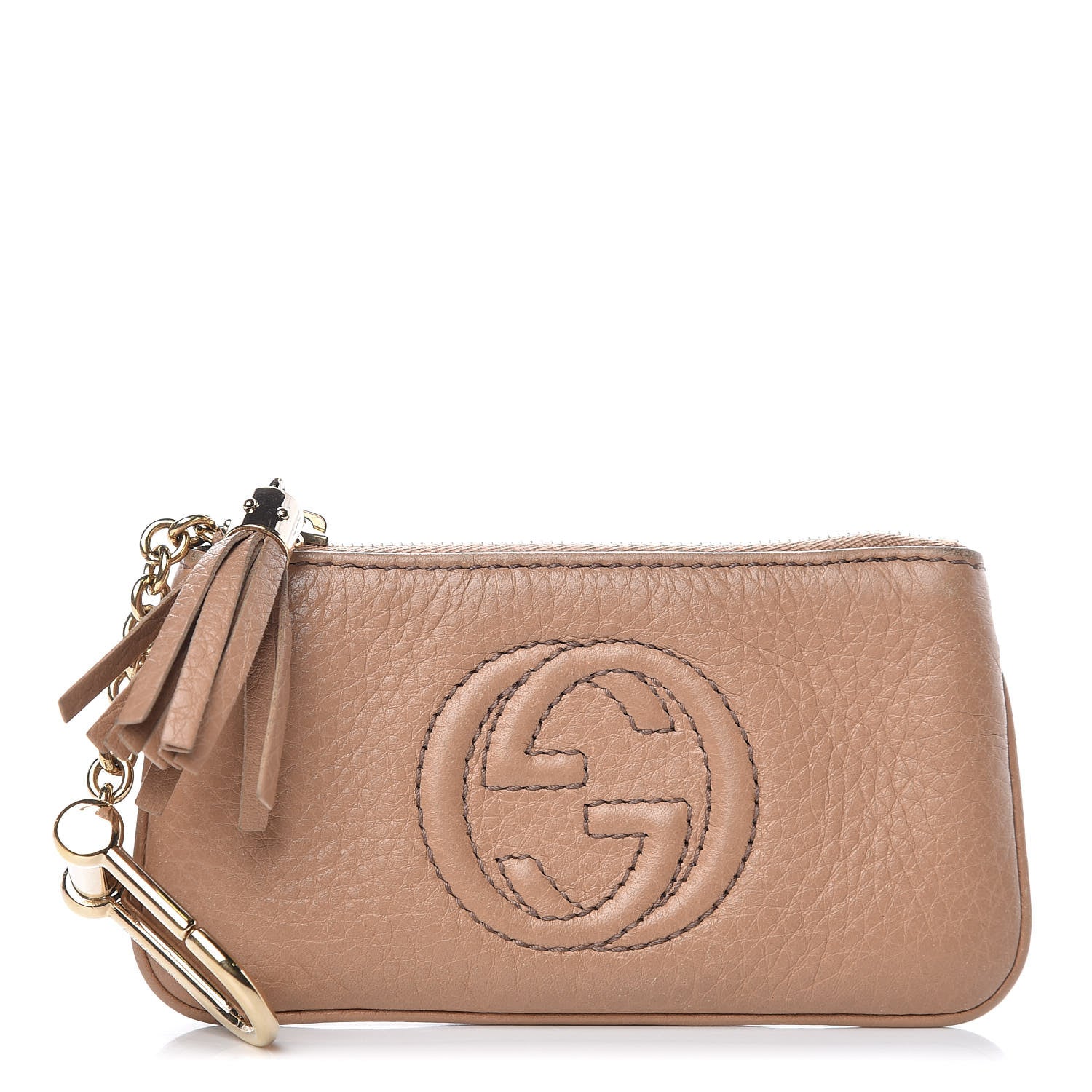 Gucci Pebbled Calfskin Soho Key Case Camelia 1 of 9