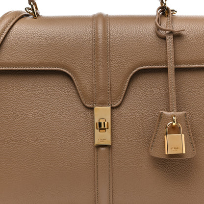 Celine Grained Calfskin Medium 16 Top Handle Bag Beige 8 of 14