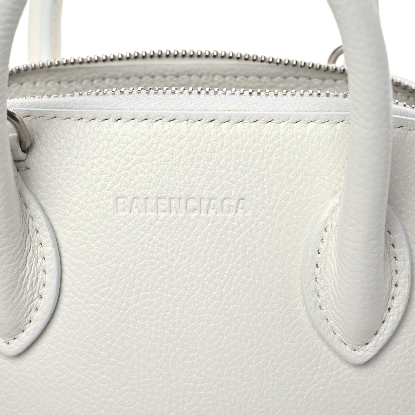 Grained Calfskin XXS Ville Top Handle Bag White Black