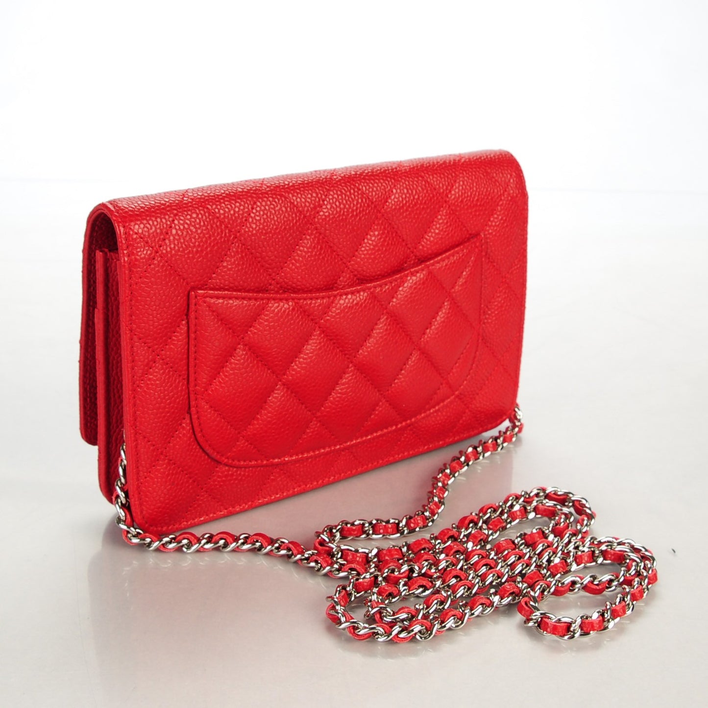 Caviar Quilted Wallet On Chain WOC Red