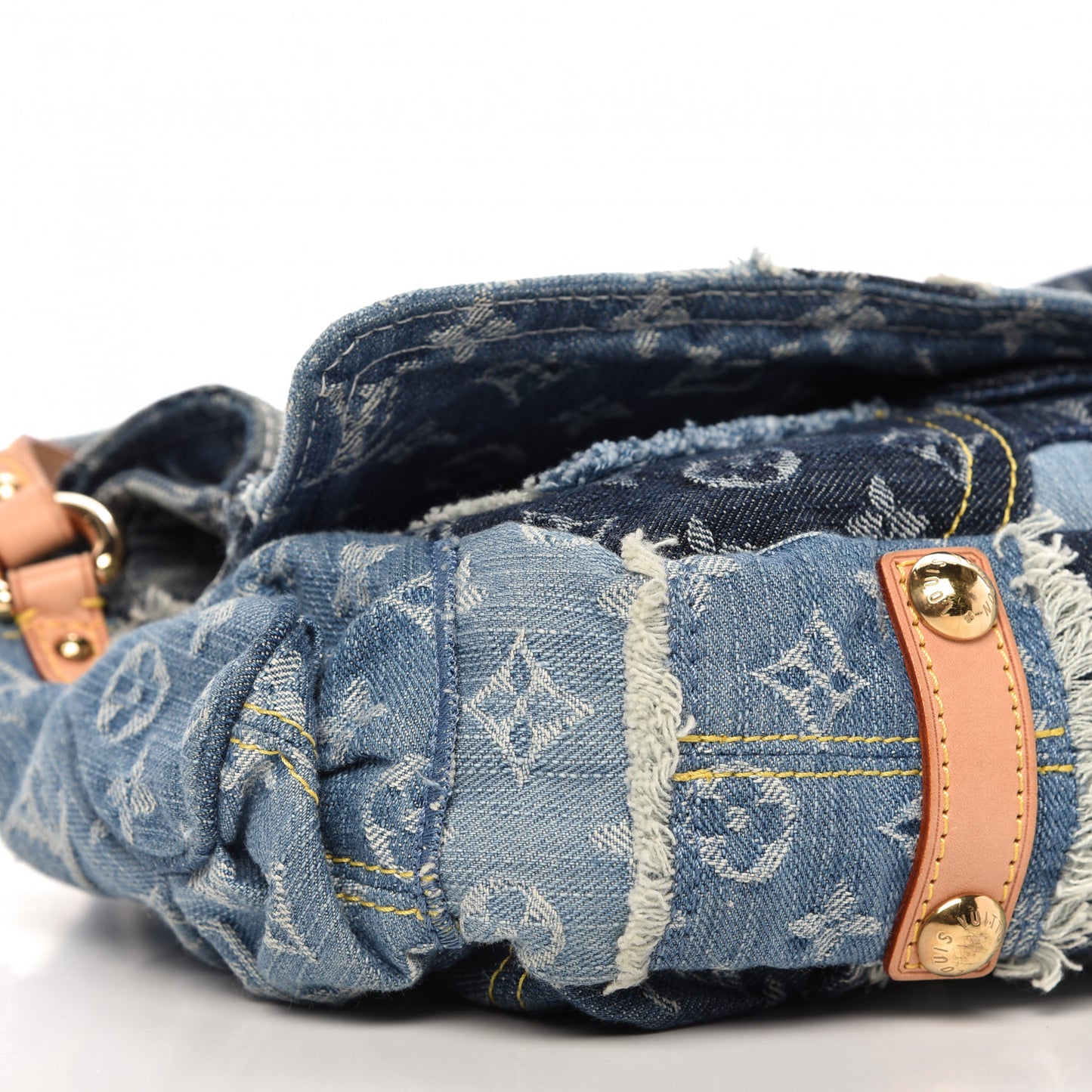 Denim Patchwork Posty Messenger Bag Blue