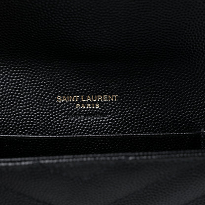 Saint Laurent Grain De Poudre Matelasse Chevron Small Monogram Envelope Wallet Black 6 of 13