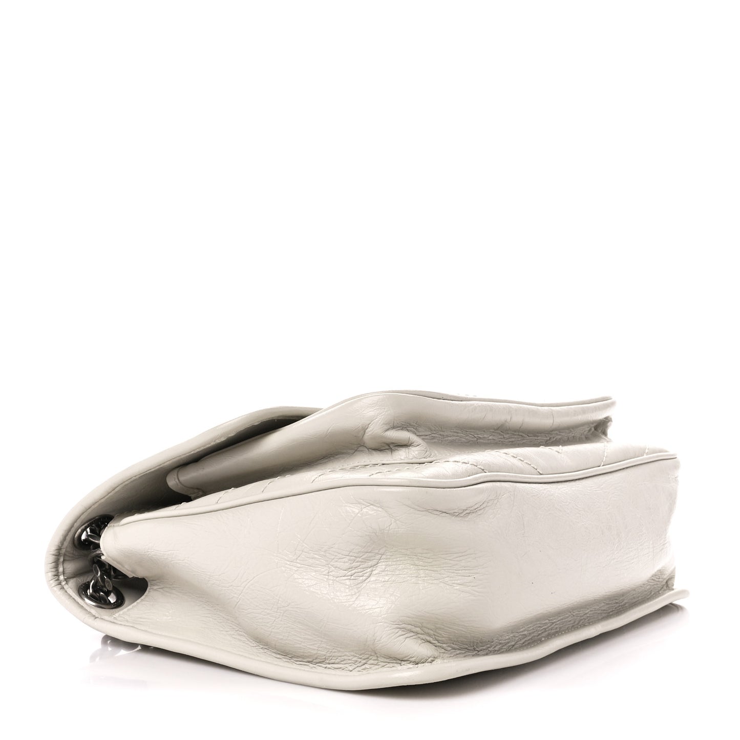 Crinkled Calfskin Matelasse Monogram Medium Niki Chain Satchel Crema Soft