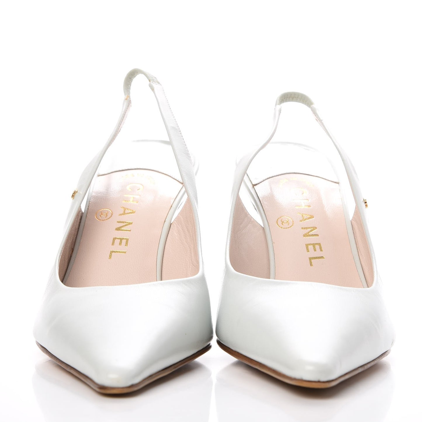 Lambskin CC Slingback Heels 38 Light Green