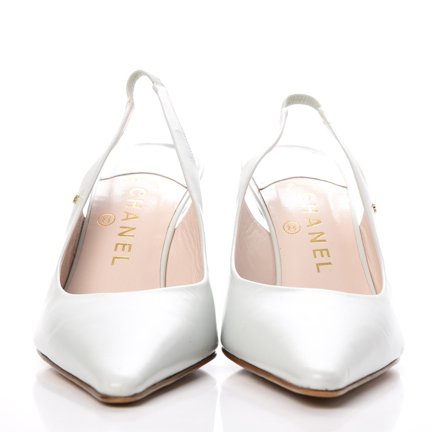 Chanel Lambskin CC Slingback Heels 38 Light Green 2 of 12