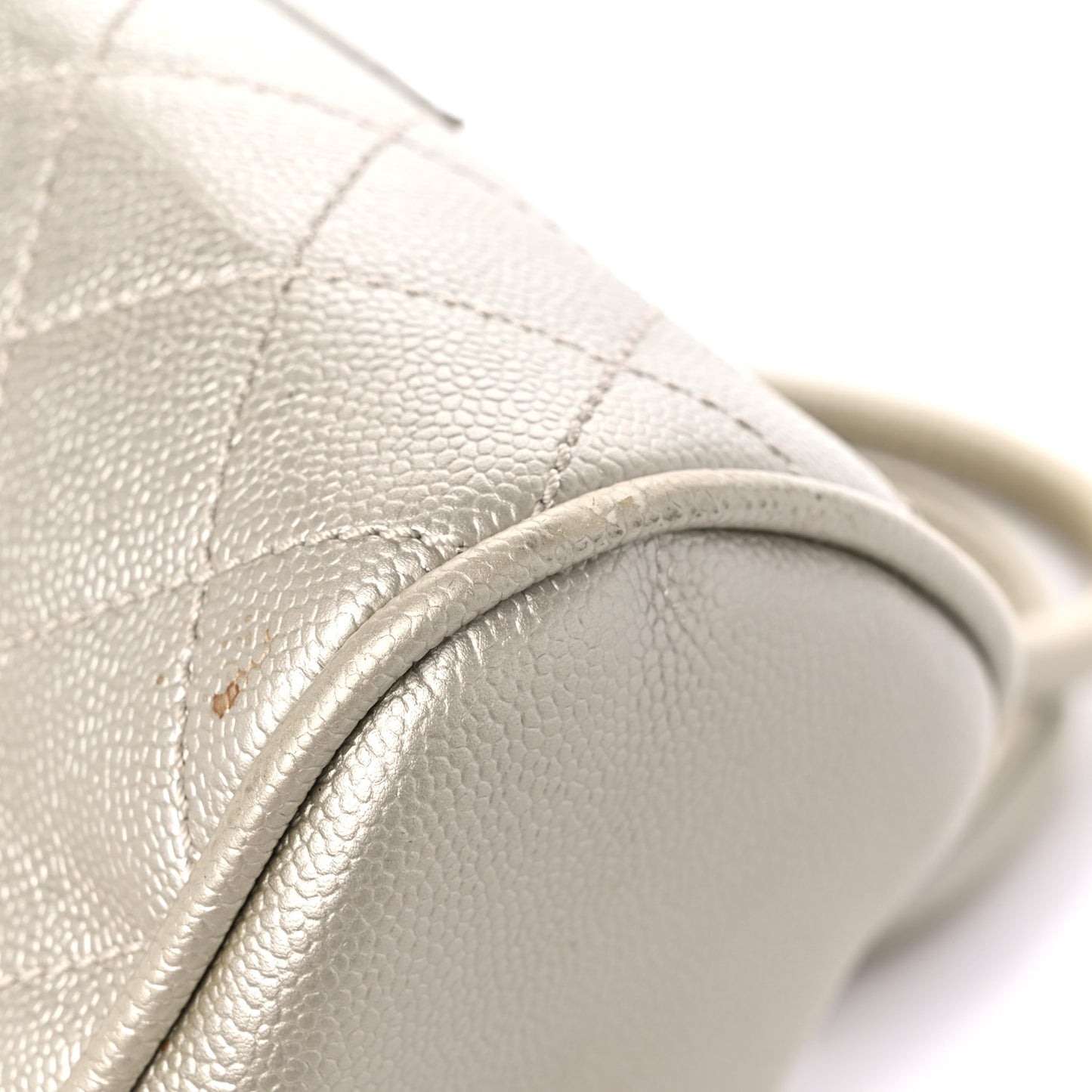 Metallic Caviar Quilted Bowler Pearl