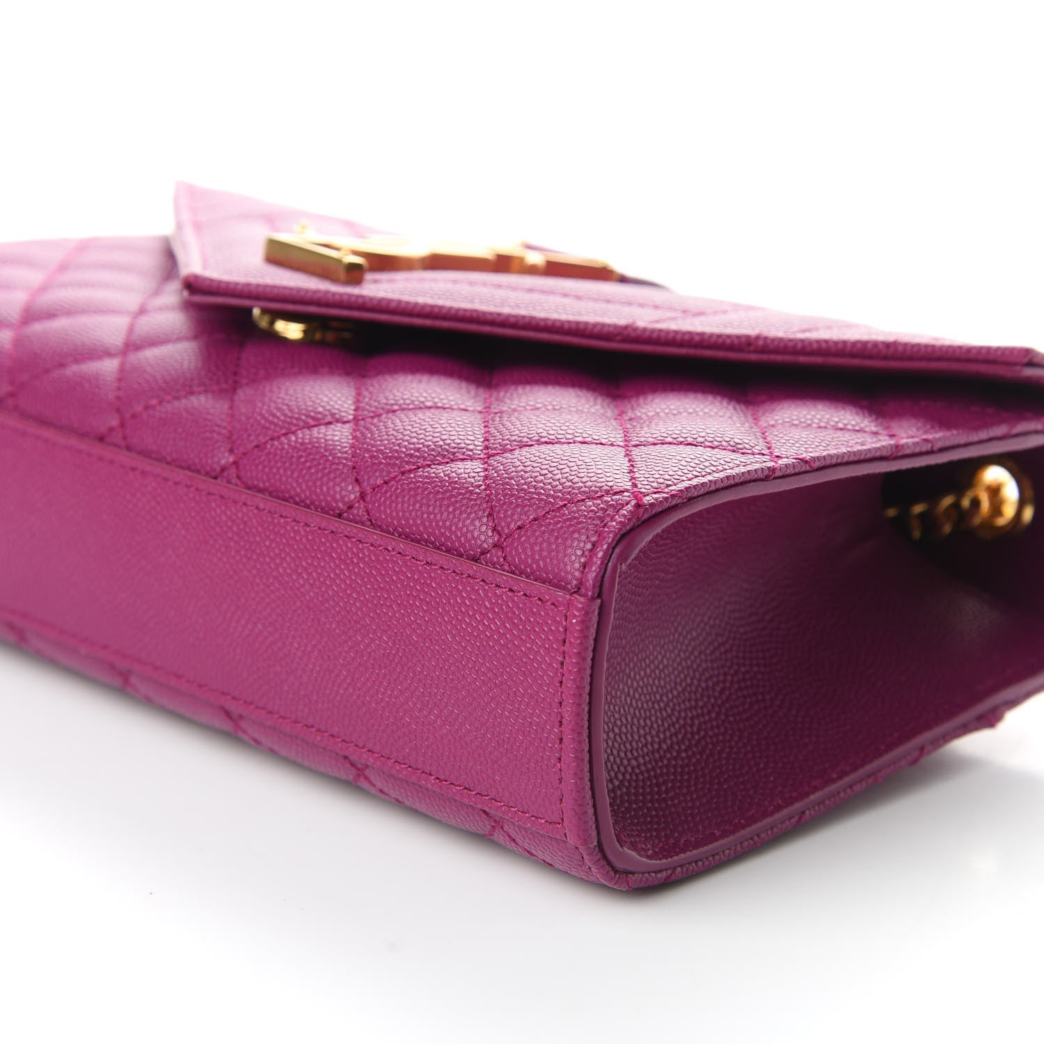 Saint Laurent Grain De Poudre Textured Mixed Matelasse Triquilt Small Monogram Satchel Dark Grape 6 of 10